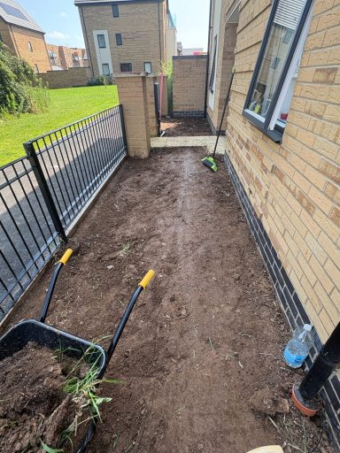 Garden ground preparation before landscaping work in Weston-Super-Mare.