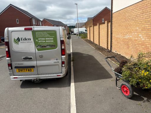 Eden Outdoor Solutions van and garden waste during a garden clearance in Weston-Super-Mare.
